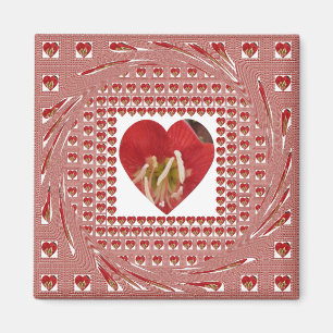 Romantic Red Flower Heart Design 4 Special Moments Magnet