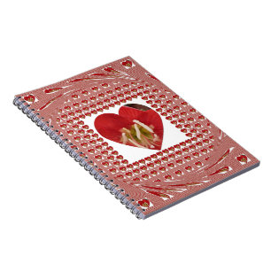 Romantic Red Flower Heart Design 4 Special Moments Notebook