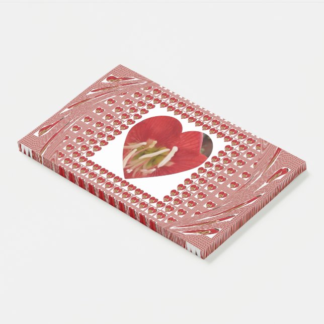 Romantic Red Flower Heart Design 4 Special Moments Post-it Notes (Angled)