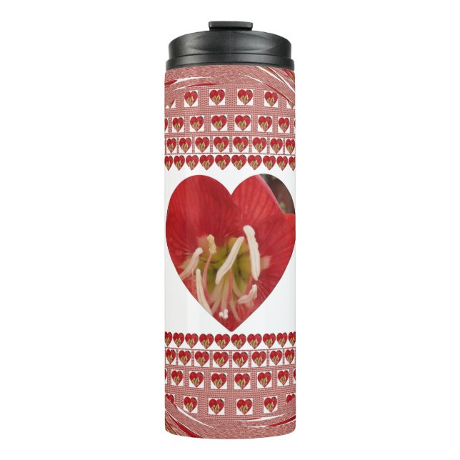 Romantic Red Flower Heart Design 4 Special Moments Thermal Tumbler (Front)