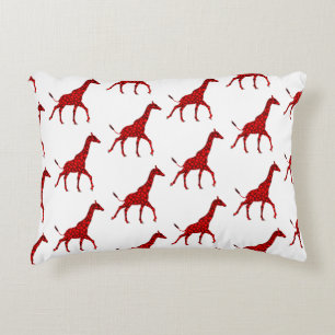Romantic Red Giraffe Tiled Pattern Decorative Cushion