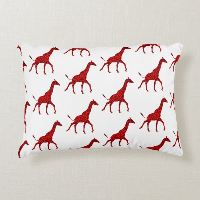 Romantic Red Giraffe Tiled Pattern Decorative Cushion (Front)