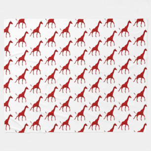 Romantic Red Giraffe Tiled Pattern Fleece Blanket