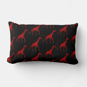 Romantic Red Giraffe Tiled Pattern Lumbar Cushion