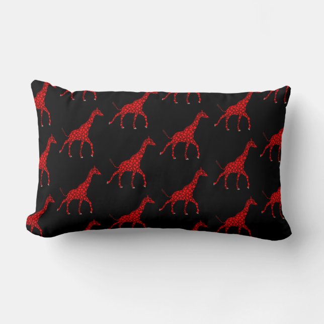 Romantic Red Giraffe Tiled Pattern Lumbar Cushion (Front)
