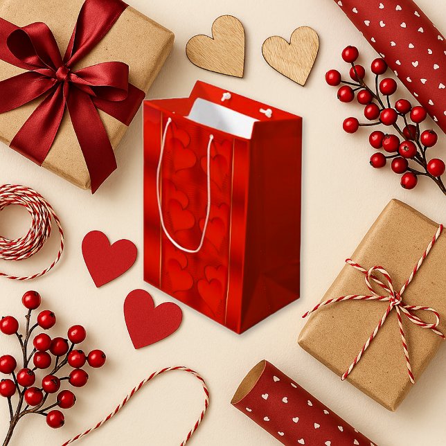 Romantic Red Gradient Heart Pattern  Small Gift Bag (Creator Uploaded)
