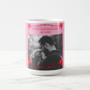Romantic Red Heart Frame Custom Photo Valentine  Coffee Mug