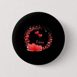 Romantic Red Heart Lloon Love Design For Valentine 6 Cm Round Badge