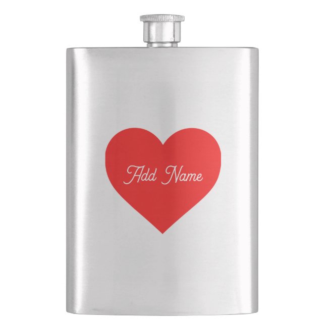 Romantic Red Heart Personalised Hip Flask (Front)