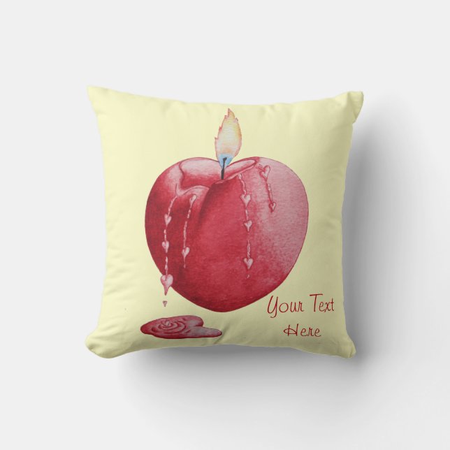 romantic red heart shaped candle burning cushion (Front)