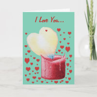 romantic red heart shaped flame candle love