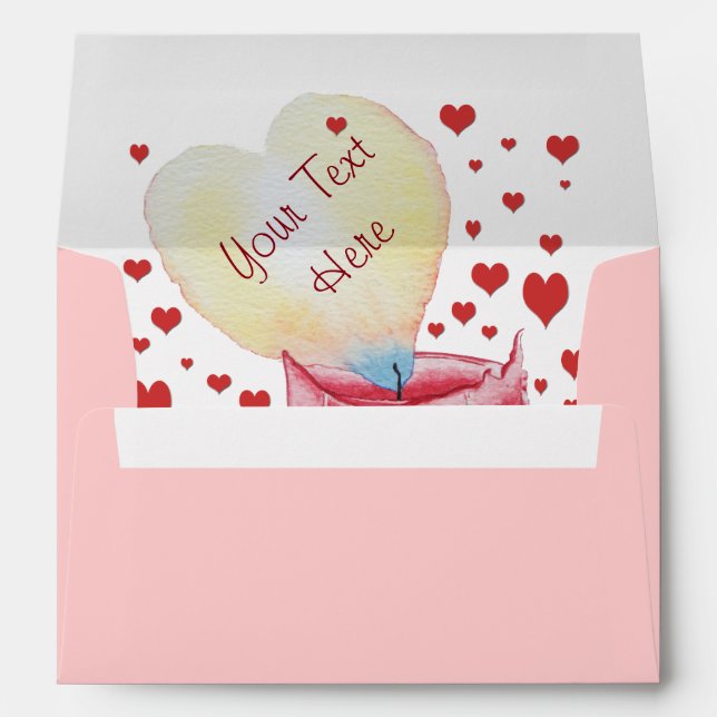 romantic red heart shaped flame candle love envelope (Back (Bottom))