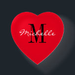 Romantic red heart shaped paperweight gift idea<br><div class="desc">Romantic red heart shaped paperweight gift idea. Fancy paperweight gift with custom name monogram. Classy script typography and custom background colour. Elegant design for him or her. Monogrammed with your name initial letter. Elegant Birthday gift idea for dad, father, mum, mother, husband, wife, son, daughter, friend, coworker, colleague, boss ,...</div>