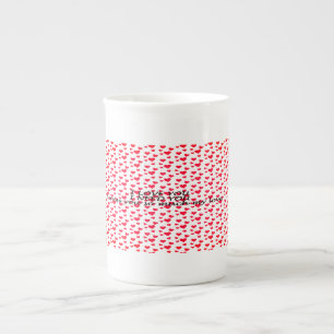 Romantic red heart-shaped pattern bone china mug