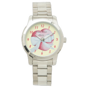 romantic red heart tied with white ribbon bow watch