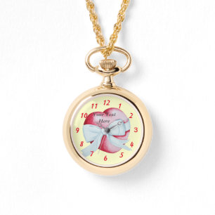 romantic red heart tied with white ribbon bow watch