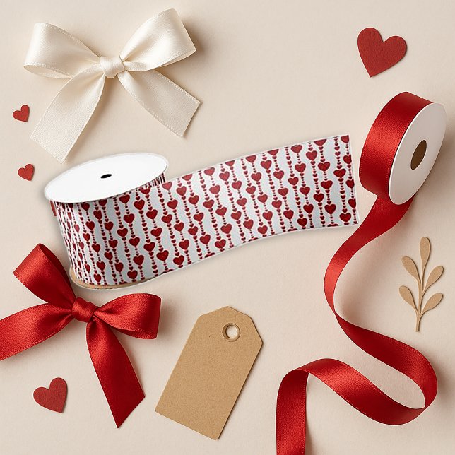 Romantic Red Heart Valentine Crafts Satin Ribbon (Creator Uploaded)
