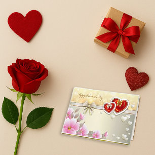 Romantic Red Heart Valentine Greeting Card