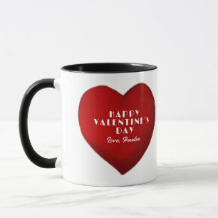 Romantic Red Heart with Name Valentine`s Day Mug
