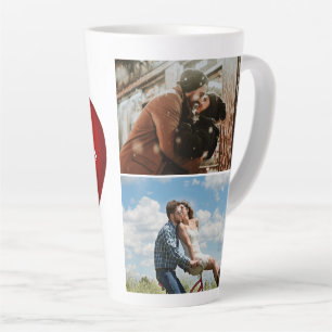 Romantic Red Heart with Name Valentine`s Day Photo Latte Mug