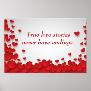 Romantic Red Hearts Customised Love Quote Poster