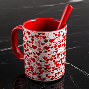 Romantic Red Hearts Mug – Love & Coffee Cup