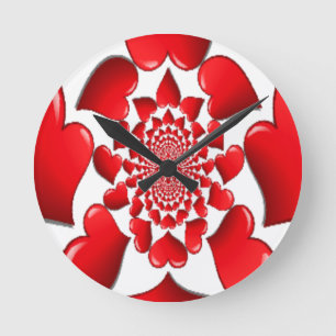 Romantic Red Hearts Pattern: A Love-Filled Vision Round Clock