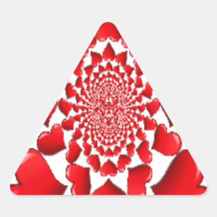 Romantic Red Hearts Pattern: A Love-Filled Vision Triangle Sticker
