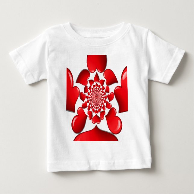 Romantic Red Hearts Pattern Art Print Baby T-Shirt (Front)