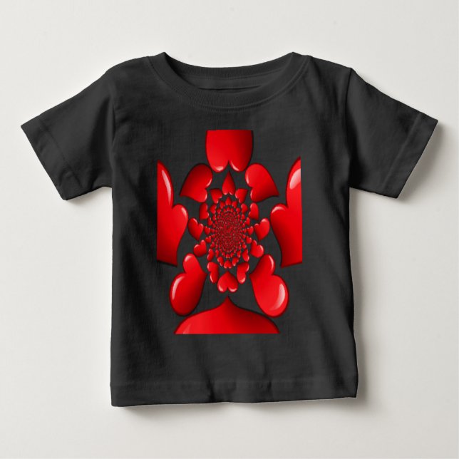 Romantic Red Hearts Pattern Art Print Baby T-Shirt (Front)
