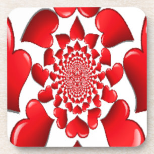Romantic Red Hearts Pattern Art Print Coaster