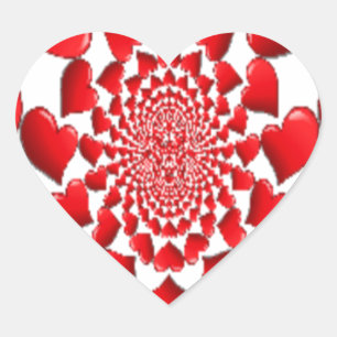 Romantic Red Hearts Pattern Art Print Heart Sticker