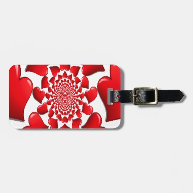 Romantic Red Hearts Pattern Art Print Luggage Tag (Front Horizontal)