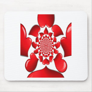 Romantic Red Hearts Pattern Art Print Mouse Pad