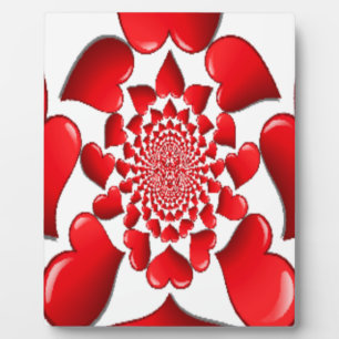 Romantic Red Hearts Pattern Art Print Plaque