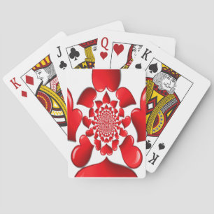 Romantic Red Hearts Pattern Art Print Playing Cards