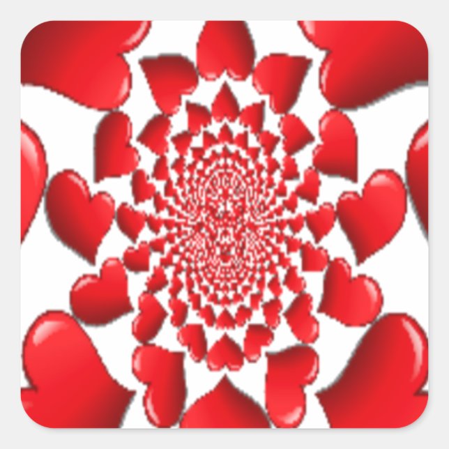 Romantic Red Hearts Pattern Art Print Square Sticker (Front)