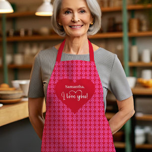 Romantic Red Hearts Personalized Gift for Wife Apron