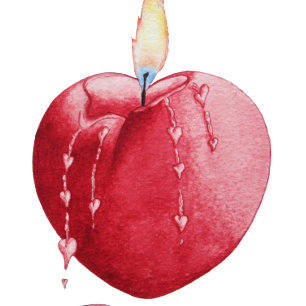 romantic red love heart candle for wedding invitation