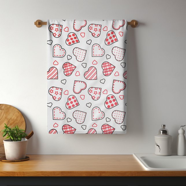 Romantic Red Love Heart Pattern | Holidays Tea Towel (Creator Uploaded)