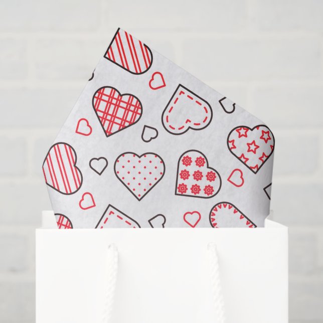 Romantic Red Love Heart Pattern | Holidays Tissue Paper (Gift Bag)