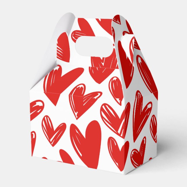 Romantic Red Love Hearts Pattern Valentine's Day Favour Box (Front Side)