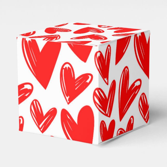 Romantic Red Love Hearts Pattern Valentine's Day Favour Box (Front Side)