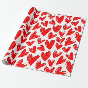 Romantic Red Love Hearts Pattern Valentine's Day Wrapping Paper
