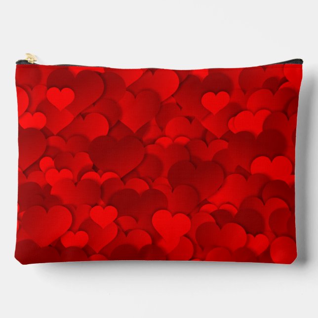 Romantic Red Love Hearts Texture Pattern-19909 Accessory Pouch (Front)