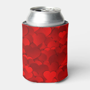 Romantic Red Love Hearts Texture Pattern-19909 Can Cooler