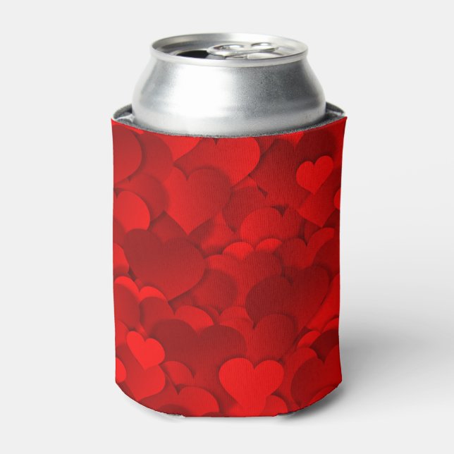 Romantic Red Love Hearts Texture Pattern-19909 Can Cooler (Can Front)