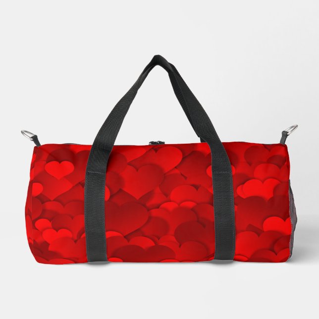 Romantic Red Love Hearts Texture Pattern-19909 Duffle Bag (Front)