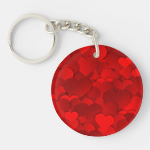 Romantic Red Love Hearts Texture Pattern-19909 Key Ring