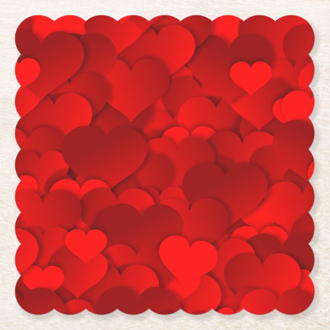 Romantic Red Love Hearts Texture Pattern-19909 Paper Coaster (Front)